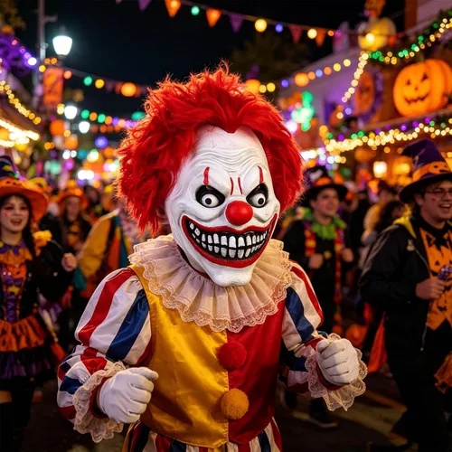 Vista 6 de HOTTERCOS Máscara de payaso malvado aterrador para decoración de disfraces de fiesta de Halloween