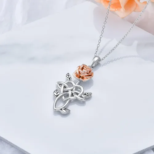 Vista 5 de VONALA Sterling Silver SunflowerRose CrossRoseLotus FlowerHonney BeePineapple Necklace for Women Flower Pendant Necklace Gifts for Girlfriend Wife