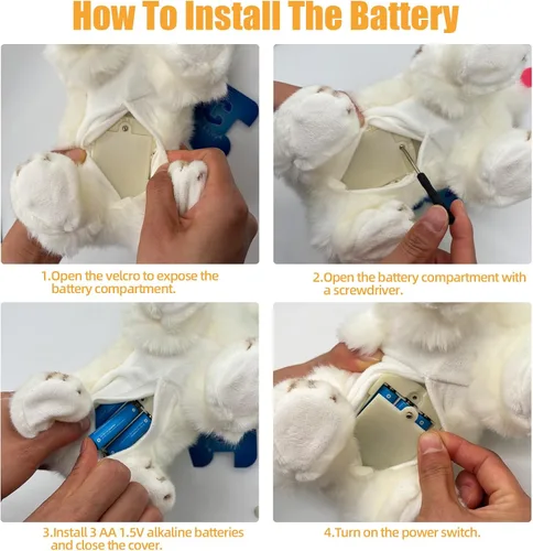 Vista 4 de CU-MATE Juguetes eléctricos de peluche de 12 pulgadas, juguete electrónico de peluche para gato, robot interactivo, juguete interactivo