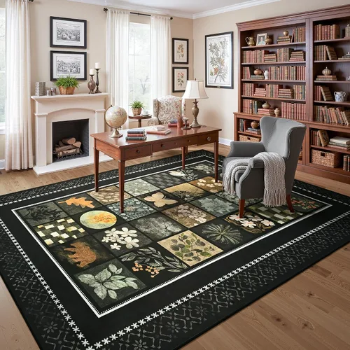Vista 4 de Tepook Alfombras de área de 5 x 7 pies para sala de estar, alfombra geométrica grande moderna para dormitorio, alfombra de retazos lavable