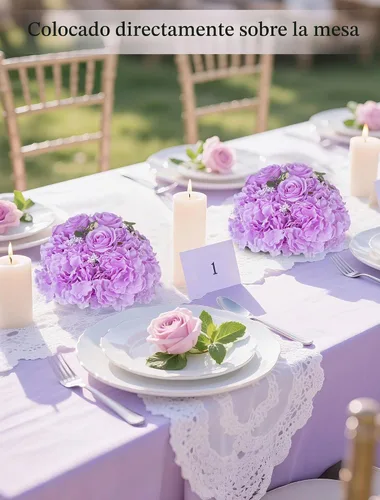 Vista 2 de BLOSMON Bolas de Flores Artificiales Centros de Mesa de Boda 2 Piezas 11.8" Lila Flores Falsas Rosa Hortensia Arreglo de Bolas Centro de Mesa