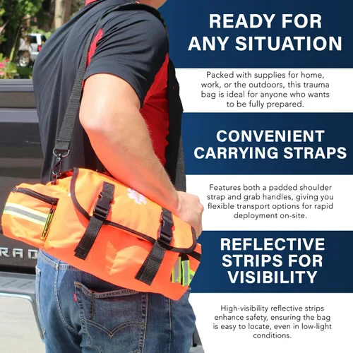 Vista 5 de Luminary Trauma Bag Stocked Medium Modular Reflective EMS-EMT Medic Bug Out Bag Kit de primeros auxilios para profesionales del hogar primeros