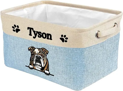 Vista 12 de Cesta de almacenamiento plegable personalizada con un bonito perro Bulldog inglés, plegable, de tela resistente, cubo de almacenamiento para Gris