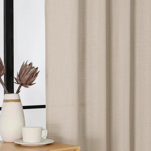 Vista 3 de Cortinas de lino para dormitorio y sala de estar de 96 pulgadas de largo, juego de 2 paneles, con bolsillo para cortinero, filtrado de luz, textura