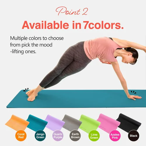 Vista 3 de Primasole Tapete de yoga profesional de 1/4 de pulgada de grosor – Tapete de ejercicio antideslizante para yoga, gimnasio y entrenamientos en casa