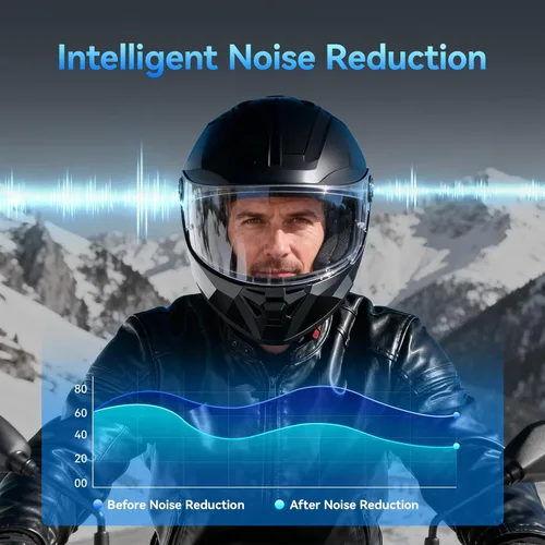 Vista 5 de vernee Altavoces Bluetooth para casco de motocicleta, 4 conductores, intercomunicador de 1.2 mi, con 2 micrófonos tipo, impermeabilidad