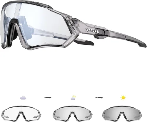 Vista 14 de KAPVOE Gafas de ciclismo fotocromáticas para hombres y mujeres, gafas de sol para bicicleta de montaña MTB, para bicicleta de montaña Clear - K9408