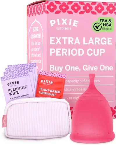 Vista 10 de Copa menstrual de Pixie - Sin metales ni toxinas - Clasificada como la más suave y reutilizable - Uso de 12 horas - 100% de silicona de grado médico