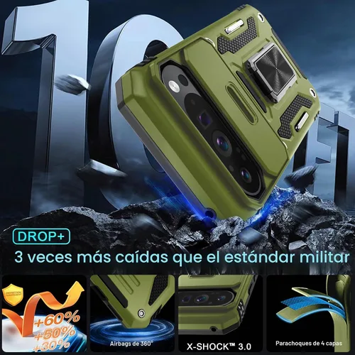 Vista 3 de DEERLAMN Funda para Google Pixel 10 Pro XL con cubierta deslizante para cámara + protector de pantalla (1 unidad), anillo giratorio con soporte