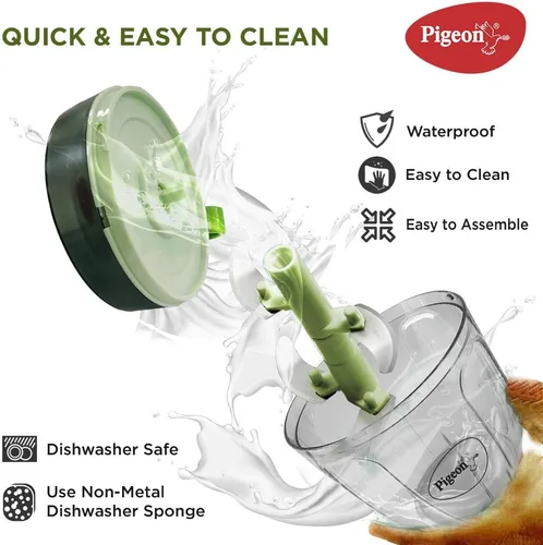 Vista 6 de Pigeon - Picadora Pro XL práctica y compacta con cuchillas de acero inoxidable - Picadora de alimentos grande a mano