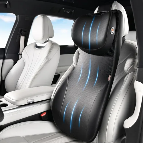 Vista 11 de Coverado Cojín para asiento de automóvil y almohada de apoyo lumbar, almohada ergonómica integrada de espuma viscoelástica para el cuello, cojín