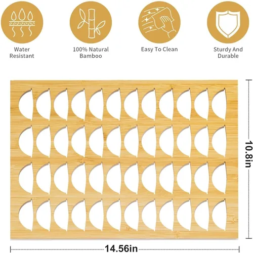 Vista 3 de MinBoo Bandeja de bambú para guardar cápsulas de café, organizador de cajón con capacidad para 40 cápsulas, compatible con cápsulas de café