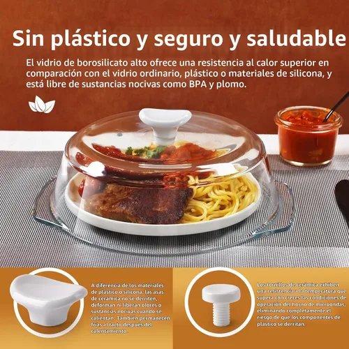 Vista 3 de Nueva cubierta de microondas de vidrio mejorada para alimentos con mango