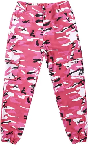 Vista 2 de Nituyy Pantalones cargo de camuflaje para mujer, pantalones de camuflaje de cintura alta ajustados, pantalones casuales con cremallera y bolsillo