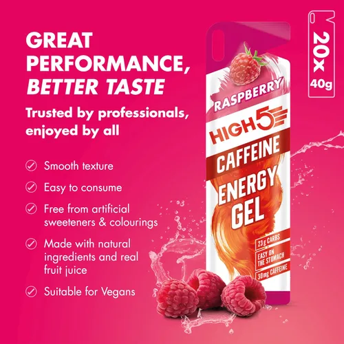 Vista 3 de High 5 Energy Gel Plus - 20 x 1.34 oz sobre - Frambuesa