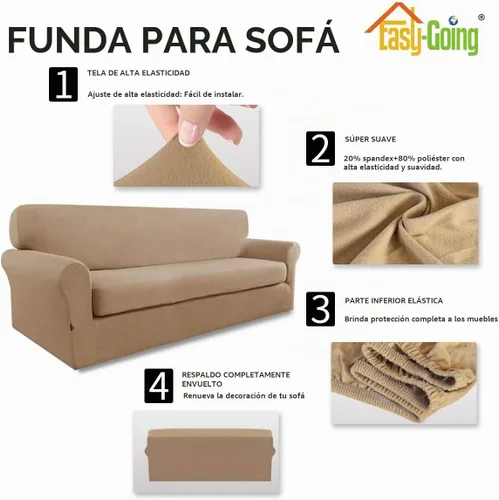 Vista 4 de Easy-Going Funda Elástica de Microfibra para Sofá de 2 Piezas – Cubierta de Sofá Ajustada Suave de Spandex, Protector de Muebles Lavable con Parte