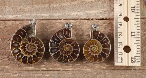 Vista 8 de Gemhub SK-002 - Collar con colgante de caracol de piedra natural de amonita fósil de caracol de plata de ley 925 para mujeres y hombres