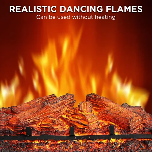 Vista 2 de TURBRO Eternal Flame - Troncos eléctricos infrarrojos para chimenea, 23 pulgadas de cuarzo infrarrojo, calentador de leña con control remoto, cama