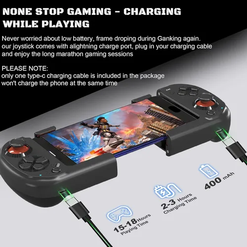 Vista 5 de Control móvil para juegos para iPhone, iOS, Android, inalámbrico, Gamepad - Gamepad móvil con una sola mano - Almacenamiento magnético - Call of
