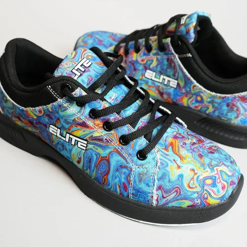 Vista 7 de ELITE Zapatos de bolos con cordones Blue Swirl para mujer con suela deslizante en los zapatos derecho e izquierdo