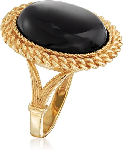Vista 3 de Ross-Simons Black Onyx Ring in 18kt Gold Over Sterling
