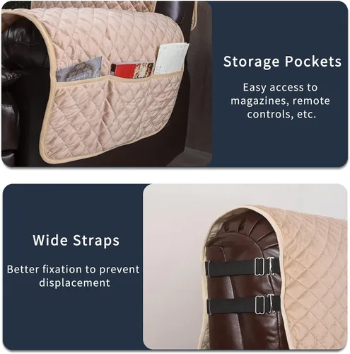 Vista 4 de Fundas de terciopelo reclinables antideslizantes, impermeables, grandes para sillas reclinables, para sillas de cuero, funda de sofá reclinable