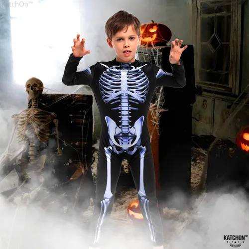 Vista 3 de Katchon, Halloween Costume for Kids - Halloween Skeleton Costume Halloween Skeleton Outfit for Boys Skeleton Bodysuit