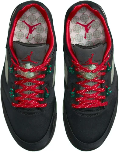 Vista 5 de Men's Jordan 5 Retro Low Clot Jade BlackClassic Jade-Fire Red (DM4640 036)