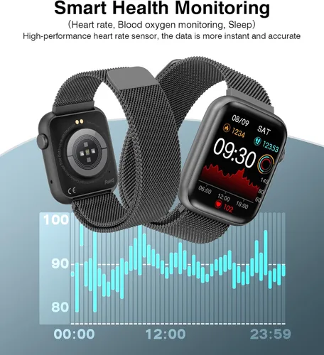 Vista 7 de EarlySincere Relojes inteligentes para hombres y mujeres, presión arterial, pantalla táctil completa HD de 1.9 pulgadas, monitor de actividad física
