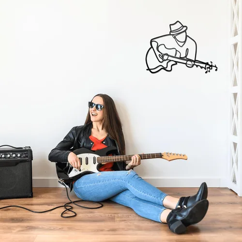 Vista 5 de Noxozoqm - Arte de pared de guitarra de metal negro para aula y decoración de sala de música, regalo ideal para amantes de la música, 15.7 x 12