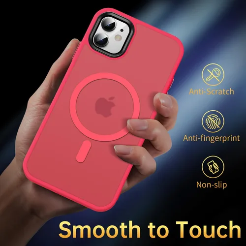 Vista 3 de Funda magnética para iPhone 11, [probada en caídas de grado militar] [compatible con MagSafe] a prueba de golpes, translúcida y dura, suave funda