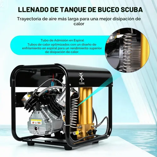 Vista 6 de TUXING Compresor de aire PCP de 4500 psi, filtro separador de agua y aceite de filtración de dos etapas, versión de parada automática, compresor