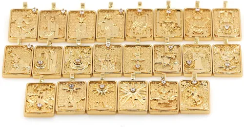 Vista 2 de Encantos para hacer joyas con tarjetas de tarot, exquisito collar de sol, dije de luna, suministros para hacer joyas de bricolaje 22 piezas/oro