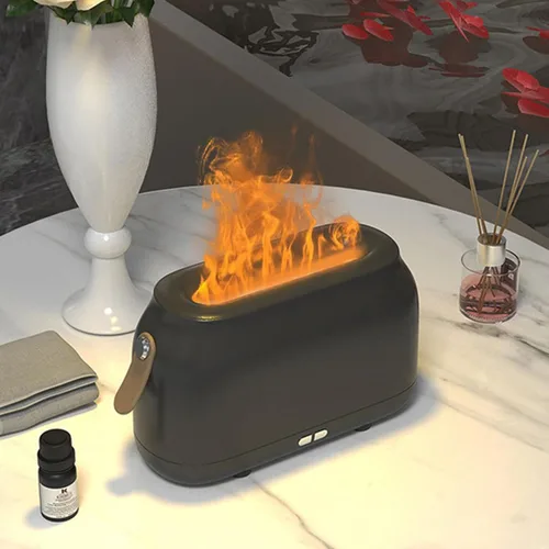 Vista 4 de Topyond Difusor de llama difusor de aceite esencial humidificador de aromaterapia, humidificador de chimenea alimentado por USB para yoga en casa
