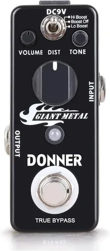 Vista 3 de Donner pedal gigante de guitarra de metal, aumenta el efecto de distorsión, 3 modos