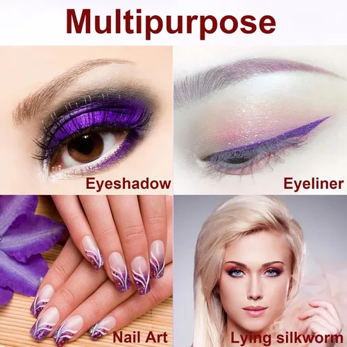 Vista 4 de Delineador de ojos líquido con purpurina, delineador de ojos con purpurina morado, de larga duración, impermeable, de secado rápido, punta