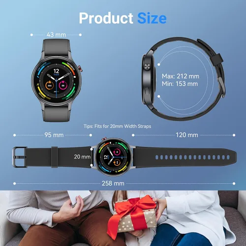 Vista 8 de Fitpolo Reloj inteligente para hombres y mujeres, pantalla táctil AMOLED de 1.3 pulgadas, rastreador de fitness, hacer/responder llamadas, monitor