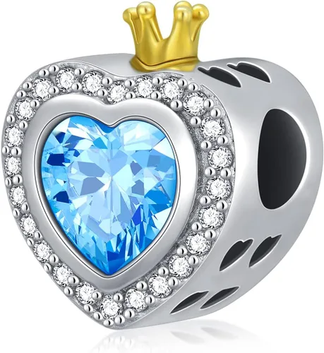 Vista 2 de LONAGO Abalorio personalizado con foto para mujer, plata de ley 925, con forma de corazón, piedra natal simulada