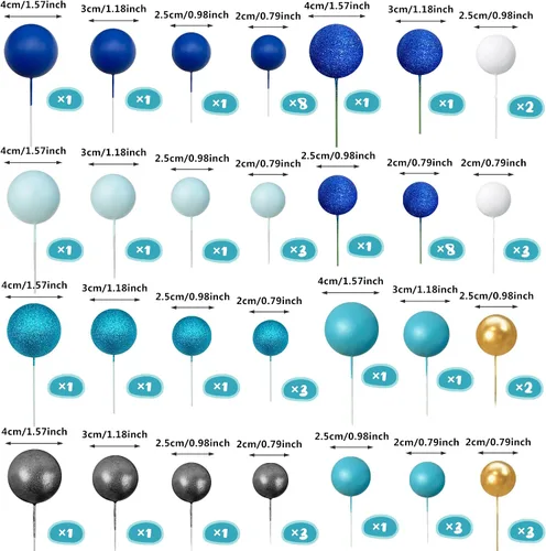 Vista 2 de 56 piezas de bolas de perlas para tarta con forma de bola, decoraciones de tarta con bolas de perlas para tarta de cumpleaños, boda, suministros