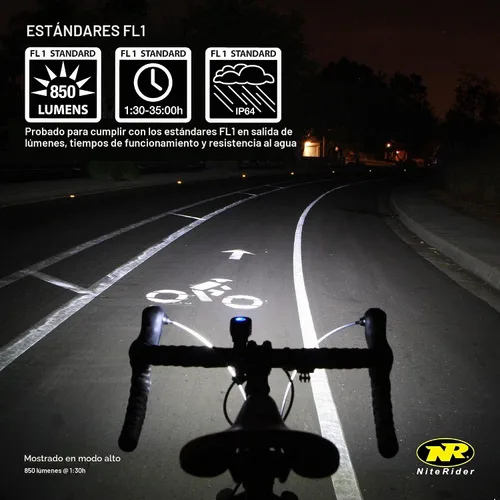 Vista 2 de NiteRider Lumina Micro 850 - Luz delantera para bicicleta, Sabre 80, luz trasera para bicicleta, paquete combinado - LED USB recargable faro