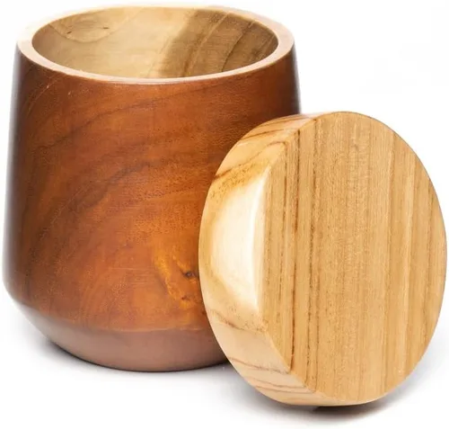 Vista 7 de Rainforest Bowls Juego de 4 cuencos de madera de Mushiwan de borde redondeado de Java con tapa, 4 pulgadas de diámetro, apto para el calor