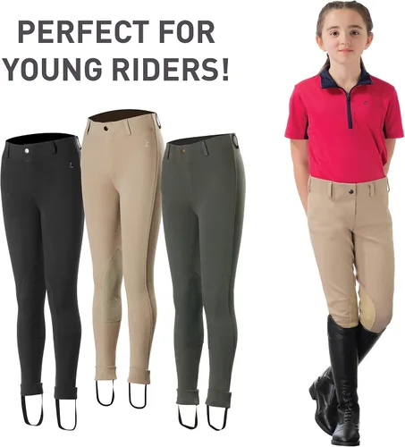 Vista 3 de HORZE Nora - Pantalones de equitación para niños con parches de piel sintética para niñas