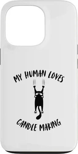 Vista 10 de iPhone 16 My Human Loves Candle Making - Cat Parent Hobby Lover Case