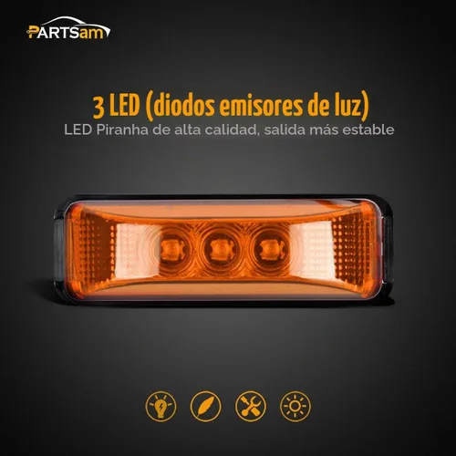 Vista 2 de Partsam - Juego de 2 luces LED de 3 luces LED para remolque, delanteras, traseras y laterales, selladas e impermeables, montaje en superficie