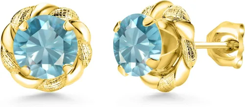 Vista 122 de Gem Stone King Aretes de plata de ley 925 de 0.236 in con piedra natal redonda para mujer