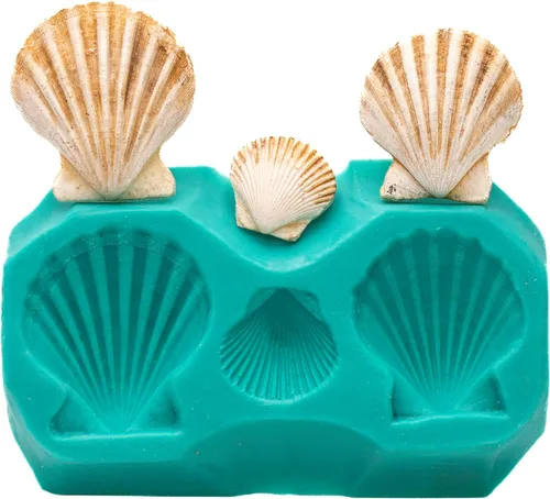 Vista 7 de Molde de silicona Seashell Fondant seguro para alimentos, caramelo de chocolate, resina, molde de arcilla polimérica, jabón