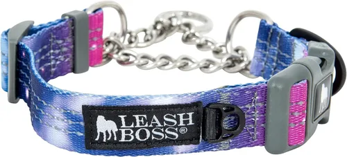 Vista 14 de Leash Boss Collar Martingale para perros – Cadena de acero Collar de nailon reflectante para perros grandes, medianos y pequeños Collar