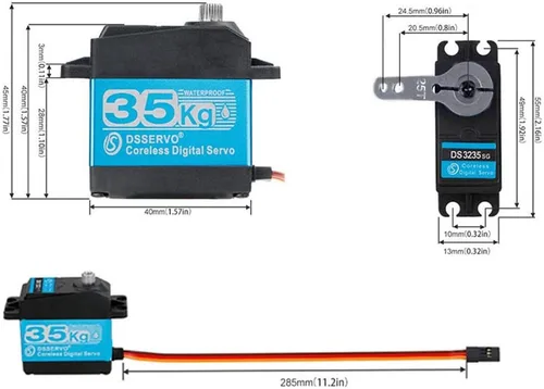 Vista 2 de ZOSKAY Servo motor sin núcleo de 35 kg de alto par con engranaje de metal, servo digital y engranaje de acero inoxidable, servo arduino