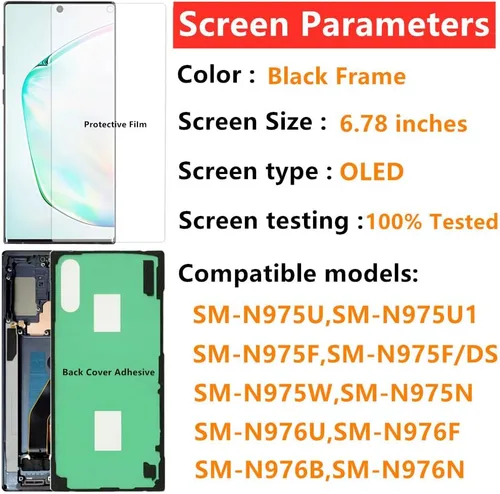 Vista 3 de Reemplazo de pantalla OLED para Samsung Galaxy NOTE10 Plus 5G para Samsung NOTE10PLUS SM-N975U SM-N976U pantalla LCD, digitalizador, montaje táctil