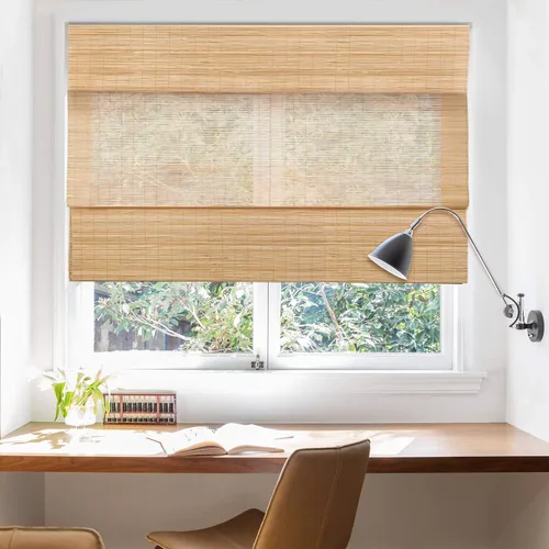Vista 2 de LazBlinds Persianas Romanas de Bambú sin Cordón, Tratamiento de Ventana con Filtrado de Luz, Persianas de Bambú Enrollables para Ventanas, 23'' An x